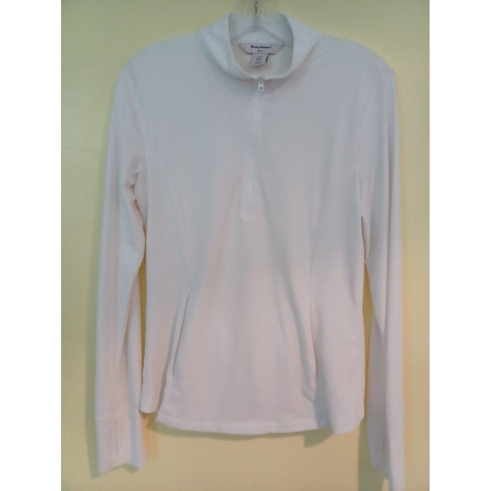 Tommy Bahama Golf white textured 1/4 zip pullover women's M active sport top